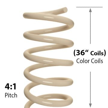 A 36" Tan Spiral Binding Color Coil (4:1 Pitch) showing its spiral design and dimensions.
