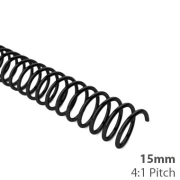 15mm 4:1 Pitch Spiral Binding Coil - 100pk