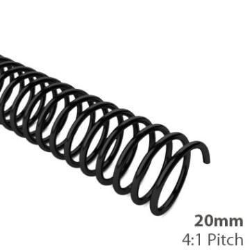 20mm 4:1 Pitch Spiral Binding Coil - 100pk