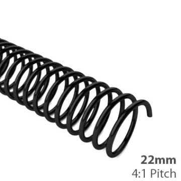 22mm 4:1 Pitch Spiral Binding Coil - 100pk