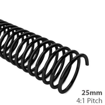 25mm 4:1 Pitch Spiral Binding Coil - 100pk