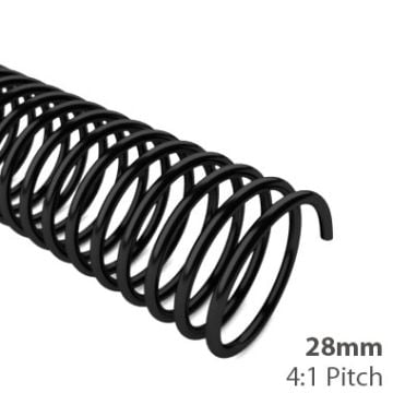 28mm 4:1 Pitch Spiral Binding Coil - 100pk