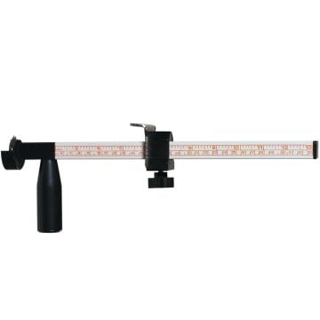 A carton sizer/reducer is displayed horizontally, featuring a long measuring bar with clear markings for accurate sizing adjustments and a sturdy handle for easy use.