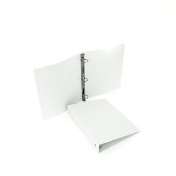 55 Gauge White 5.5" x 8.5" Poly Round Ring Binder with three metal rings and a clean, minimal design.