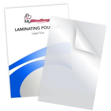 A stack of 5mil Matte Matte Legal Size Laminating Pouches, neatly arranged with their smooth, frosted surface reflecting soft light.