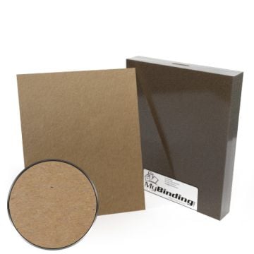 A stack of 8" x 10" Chipboard Covers with a close-up view showing the textured brown surface.