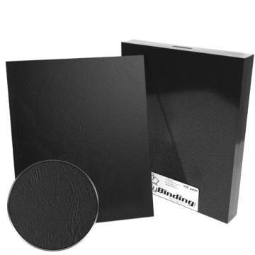 Black 9" x 11" Grain Binding Covers - 100pk (Index Allowance) with a textured finish for professional document presentation.