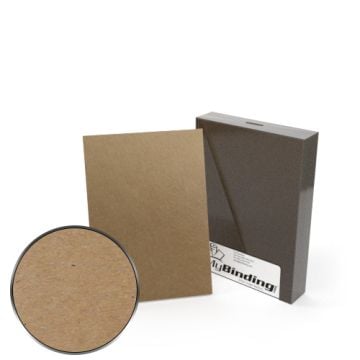 A5 Size Chipboard Covers shown in a stack with a close-up view of the brown, textured surface.
