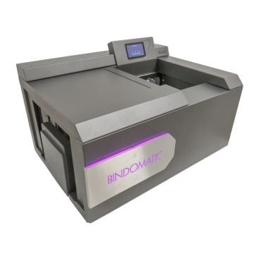 A Coverbind Accel Ultra Plus Automatic Thermal Binding Machine with a sleek design and a digital display screen.