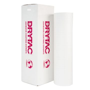 A roll of MediaShield Heatset Matt UV 4mil Overlaminate displayed next to its branded Drytac packaging.