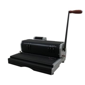 An Akiles CoilMac ER 4:1 Pitch Coil Binding Machine with a manual lever for coil binding and punching.