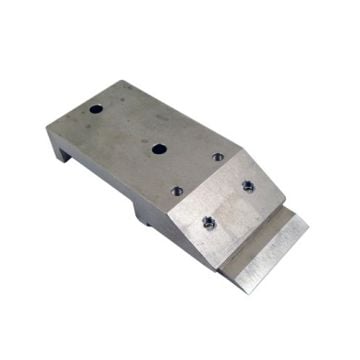 A Close-up view of the Akiles Diamond 6 or 7 Straight Knife Blade, showing its durable metal construction and precision screw holes.