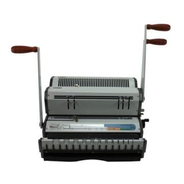 Front view of the Akiles DuoMac 431 4:1 Coil and 3:1 Wire Binding Machine with dual handles and a durable metal design.