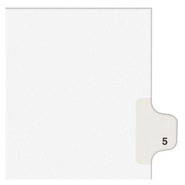 Avery 5 Individual Number Legal Index Avery Style Dividers with a white tab labeled '5' on the right side for easy organization.