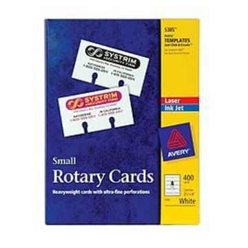 Avery 2-1/6" x 4" Customizable White Uncoated Rotary Cards - 400pk Image 1