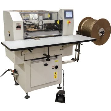 James Burn BB50H-M3 Wire-O Binding Machine, a heavy-duty industrial binding machine featuring a large spool of wire, a control panel with a display, and a spacious work surface for efficient wire binding operations.