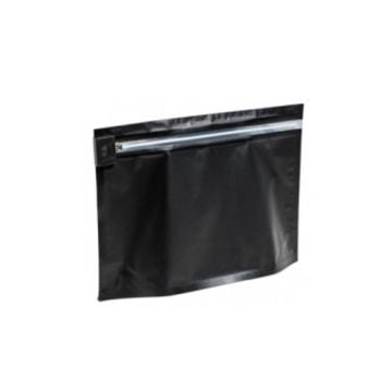 Black Child Resistant Bags with a durable, opaque design and a secure resealable zipper closure, providing tamper-resistant packaging for safety and compliance in various industries.