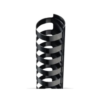 A4 Size Black Plastic Binding Combs 21 Rings used for securing documents in a neat, organized manner.