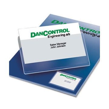 Clear Top Loading Business Card Size Adhesive Back Pockets designed for easy display and secure attachment.