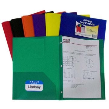C-Line Two-Pocket Heavyweight Poly Folder with Prongs Image 1