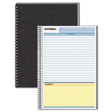 Cambridge Limited 5" x 8" Perforated QuickNotes Notebooks featuring a black cover and lined pages with a yellow QuickNotes section at the bottom for extra notes."