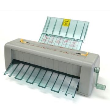 Coverbind CardMate Manual Business Card Cutter with teal guides and a compact design for precise business card cutting.