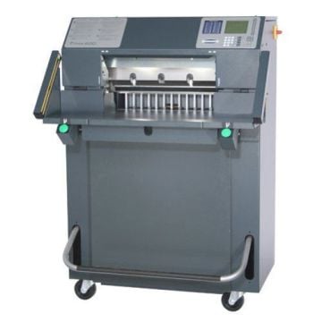 The Challenge Titan 200 20" Hydraulic Programmable Cutter with Light Beams, featuring a robust design and precision cutting mechanism.