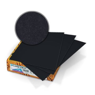 Classic Crest Epic Black 80lb Covers paper displayed on a box, showcasing their rich, deep black color.