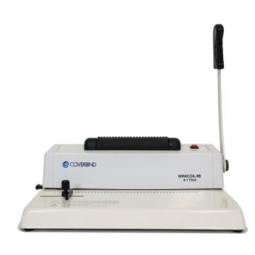 Coverbind MINICOIL Manual Coil Punch machine with a white body and a black handle.