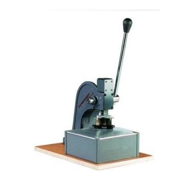 A Lassco Wizer Cornerounder CR-60 Sign Corner Cutter with a large handle lever, mounted on a sturdy base, designed for cutting rounded corners on signage materials.