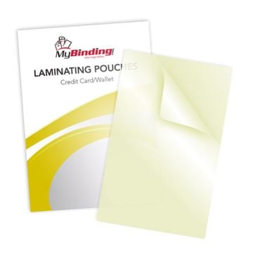Business Card Sticky Back Laminating Pouches with a glossy finish, ideal for protecting and displaying cards.