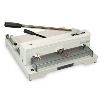 Formax Cut-True 13M 14.5" Tabletop Manual Paper Cutter with lever-style cutting arm and transparent safety guard.