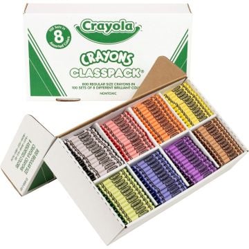 The Crayola Classpack Crayons provide a bulk assortment of 800 vibrant crayons in 8 brilliant colors, perfect for classrooms and group activities.