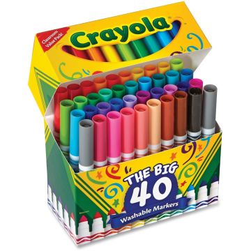 The Crayola Ultra-Clean Washable Markers deliver vibrant, bold colors while being easy to wash off hands, clothing, and surfaces, making them ideal for classrooms and creative projects.