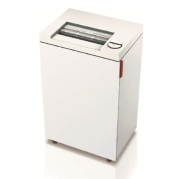 A sleek white Destroyit 2445 SMC Level P-7 High-Security Shredder designed for top-level document destruction with advanced security features.