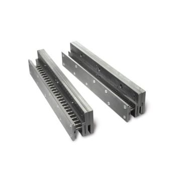 Showing two metal Die Sets for GBC AP2 Ultra Punch, featuring precise grooves and mounting holes for accurate punching alignment.