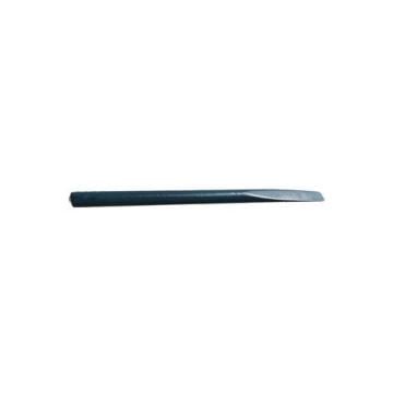 A black, elongated steel tool with a tapered end, designed as a Drill Drift for Style A and L Drill Bits, laying against a plain white background.