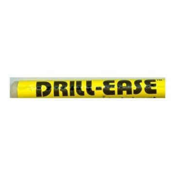 A yellow Drill-Ease Wax Stick Drill Bit Lubricant with bold black text on its surface, designed for reducing friction during drilling tasks.