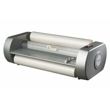 A Duralam Integra 27" Hot Roll Laminator, featuring a sleek design with dual rollers for efficient lamination tasks.