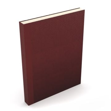 A plain maroon hardcover book with a smooth texture, featuring a minimalistic design, titled "Fastback Easyback 8.5" x 11" Maroon Composition Hardcovers".