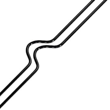 Close-up of a Black Wire Calendar Hanger with a curved middle section and parallel wires.