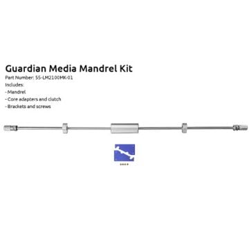 Extra Media Mandrel Kit for Guardian 82 Laminators, featuring a durable mandrel, core adapters, clutch, and mounting brackets.