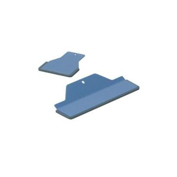Two blue Fastbind Side and Back Guides for Casematic, used for precise positioning in case making.