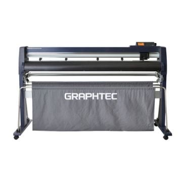 Graphtec FC9000-140 54" Roll-Fed Vinyl Cutter and Plotter with Stand and Basket, designed for high-precision cutting and plotting in professional settings.