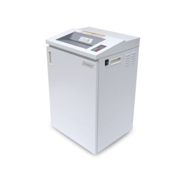 A sleek Formax FD 8304CC Deskside P-5 High-Security Cross-Cut Office Paper Shredder designed for efficient and secure document disposal in office settings.