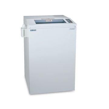 A front-facing view of the Formax OnSite FD 8652cc AutoOiler Office Shredder, a high-capacity industrial paper shredder designed for efficient office use.