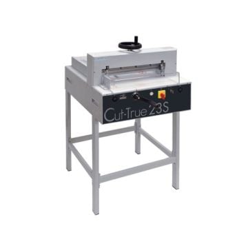 Formax Cut-True 23S 17" Electric Paper Cutter with stand, featuring a precision cutting blade and easy-to-use controls.