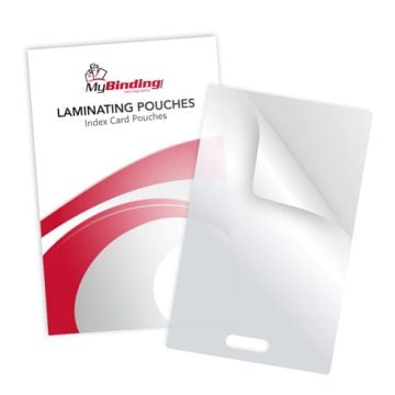 File Index Card Pouches with Short Side Slot, featuring a clear laminate design and durable packaging for document protection.