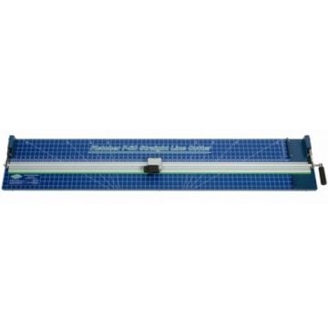 Fletcher F-60 62" Semi-Rigid Flexible Substrate Cutter with blue cutting mat and adjustable cutting guide.