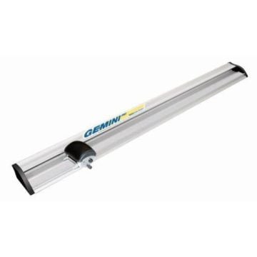 A Fletcher-Terry Gemini Pro 120 Rail Cutter, showcasing its sleek aluminum design with a cutting mechanism in the center.